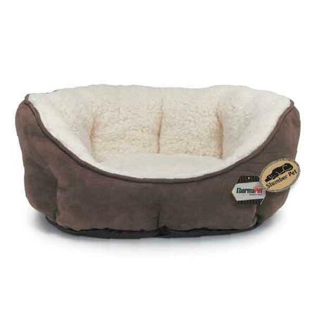 PETEDGE 26 in. Slumber Pet Thermapet Thermal Bolster Beds, Brown ZW9709 26 25